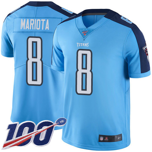Tennessee Titans nike_titans_3601Limited Light Blue Men Marcus Mariota Jersey NFL Football #8 100th Season Rush Vapor Untouchable->nfl t-shirts->Sports Accessory